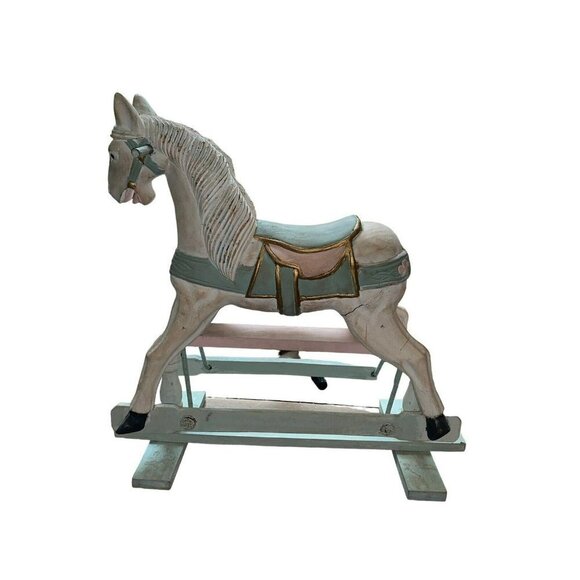 Antique Vintage Wooden Carved Carousel Rocking Horse Child Paint Decorated - Picture 3 of 9